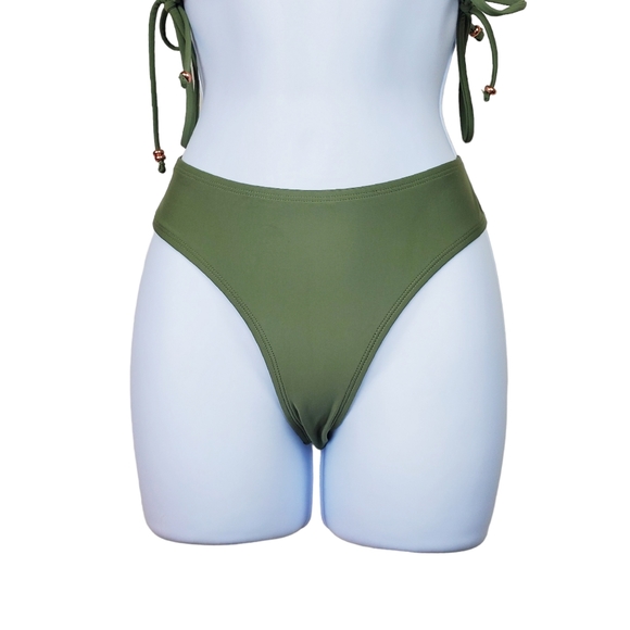 Aerie Womens Green Bandeau Bikini Swimsuit Size 34A - Picture 7 of 13